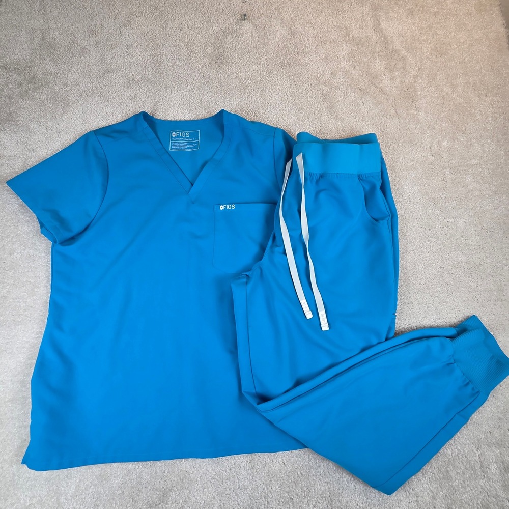 Figs Womens Scrub Set Zamora Joggers Catarina Top Blue Size L